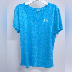 Women’s Under Armour Pool Blue Heat Gear Workout Shirt
